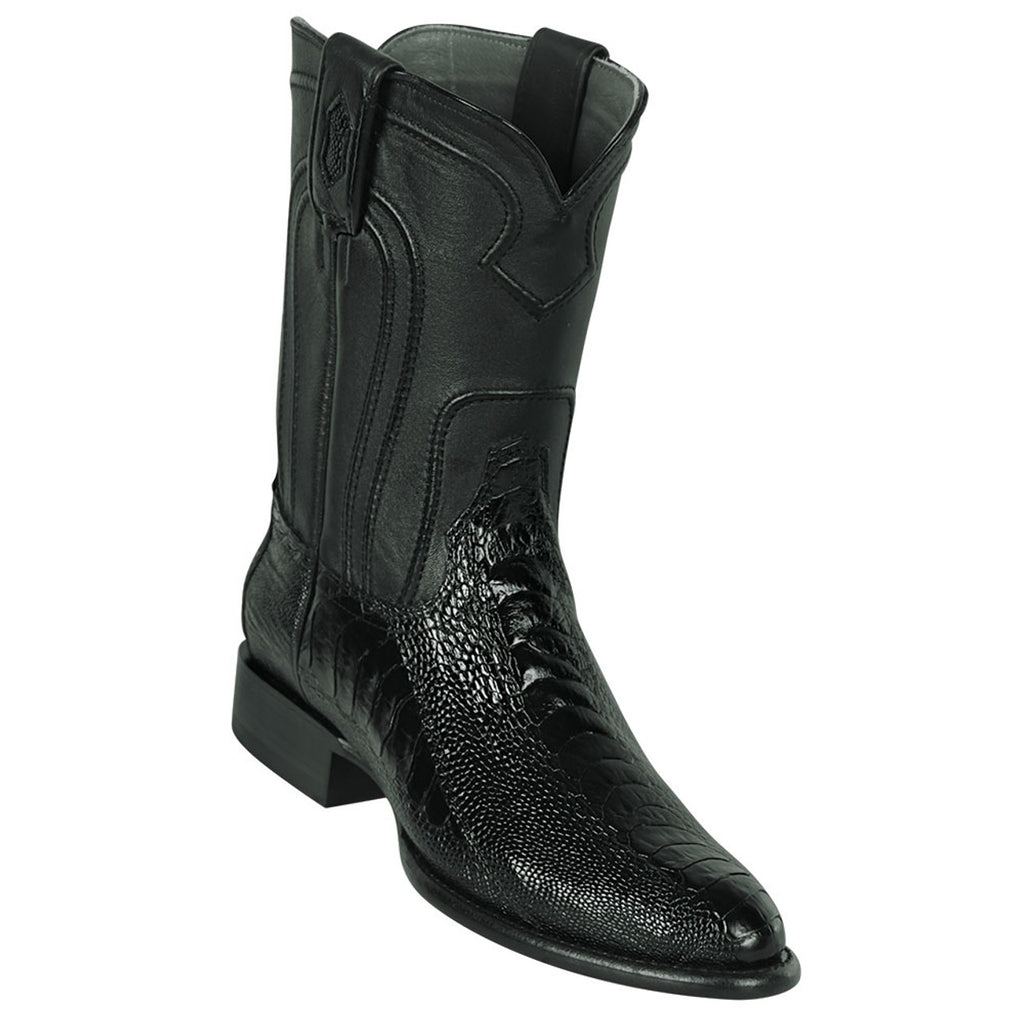 LOS ALTOS Men's Black Ostrich Leg Exotic Roper Boots