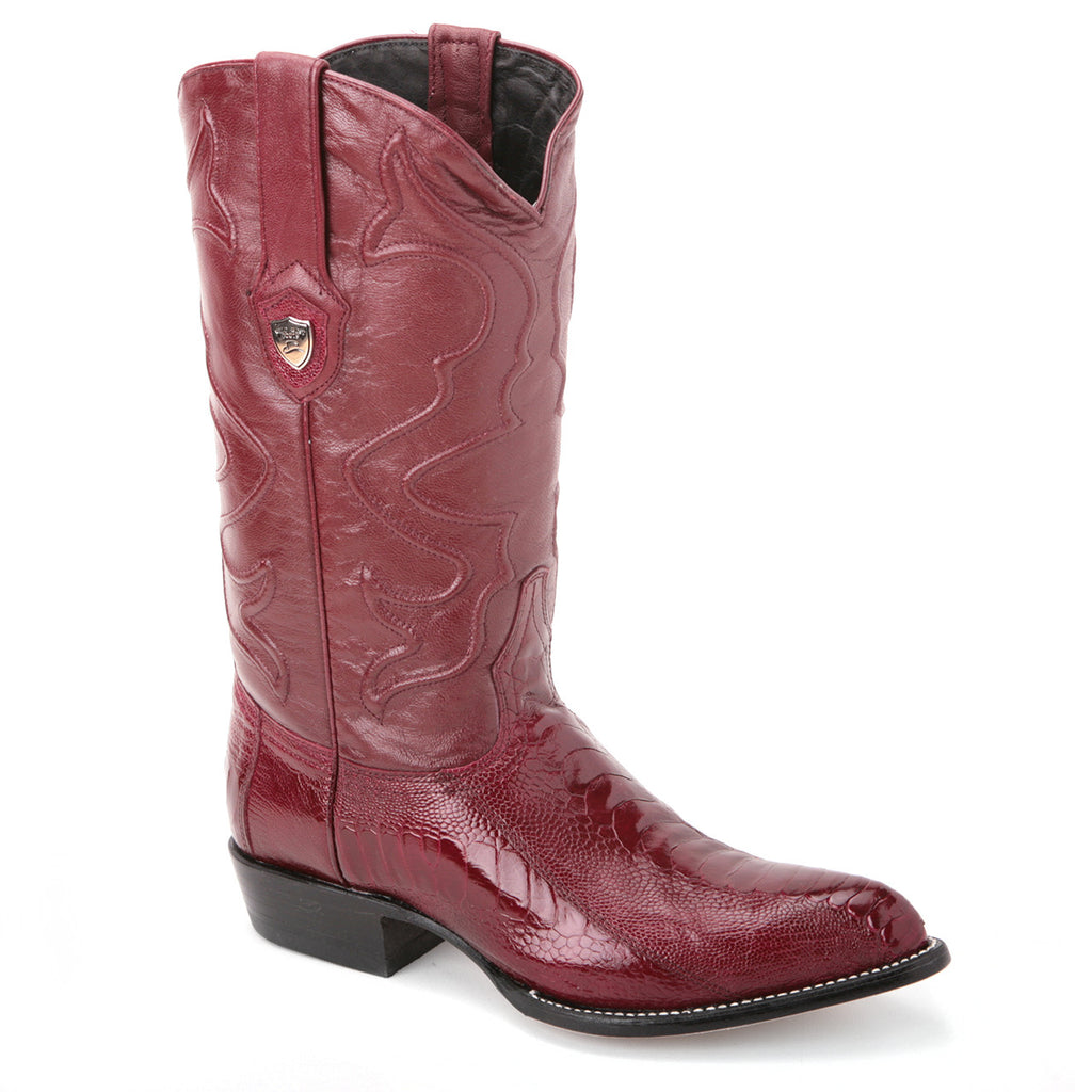 LOS ALTOS Men's Burgundy Ostrich Leg Exotic Boots - J Toe