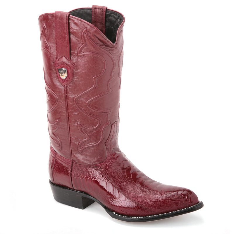 LOS ALTOS Men's Burgundy Ostrich Leg Exotic Boots - J Toe