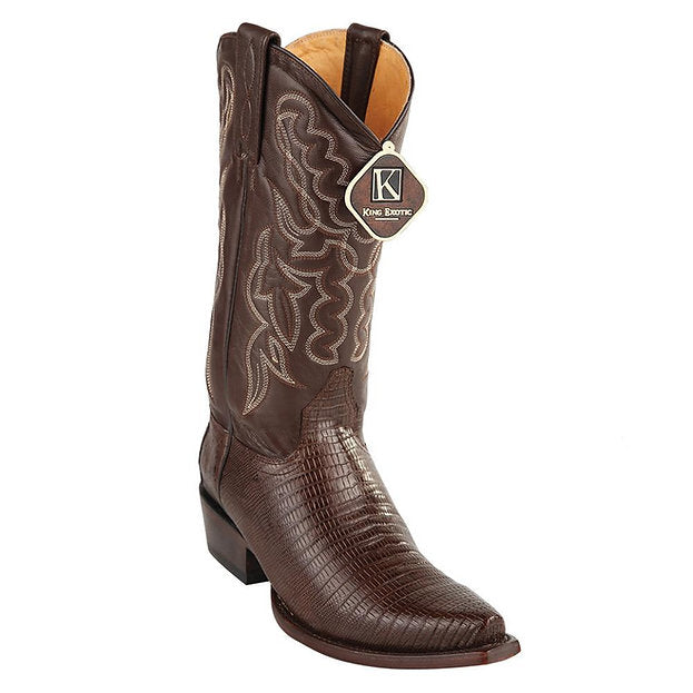 KING EXOTIC Men's Brown Lizard Exotic Boots - Snip Toe