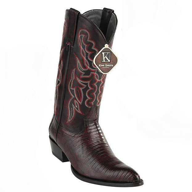 LOS ALTOS Men's Black Cherry Lizard Exotic Boots - J Toe