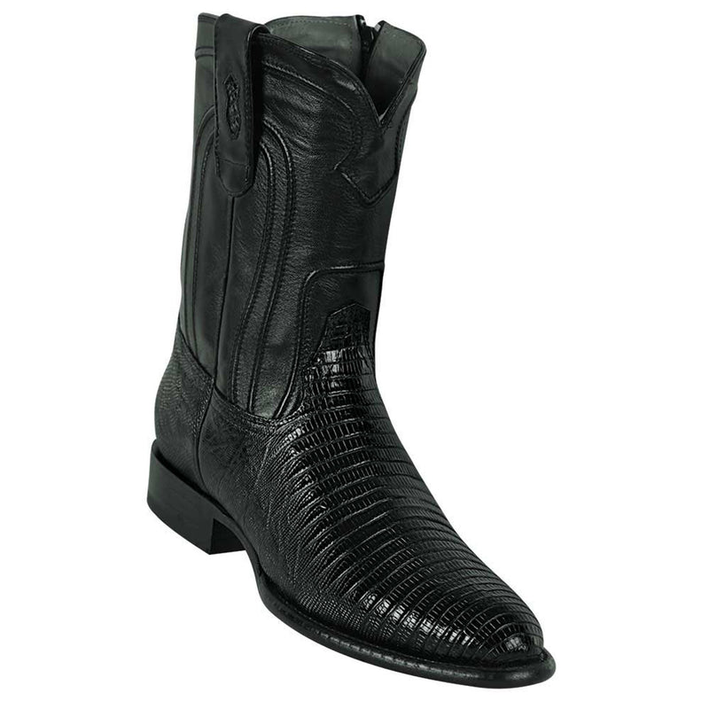 LOS ALTOS Men's Black Lizard Exotic Roper Boots w/Zipper