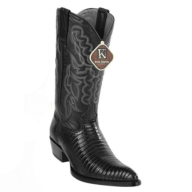 LOS ALTOS Men's Black Lizard Exotic Boots - J Toe