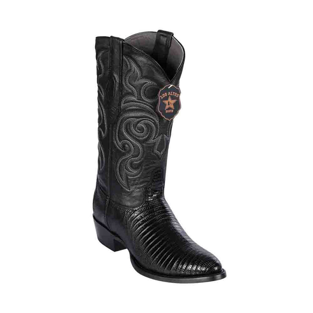 LOS ALTOS Men's Black Lizard Exotic Boots - Round Toe