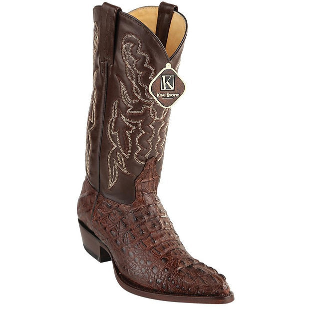 LOS ALTOS Men's Brown Caiman Hornback Exotic Boots - J Toe