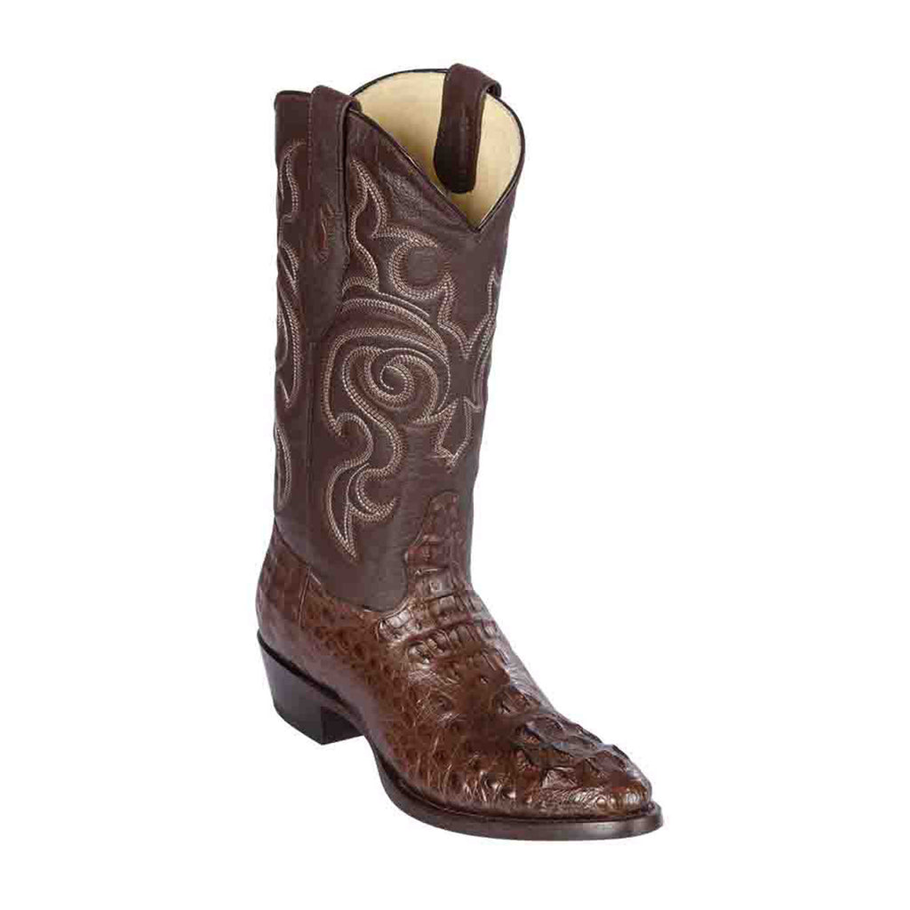 LOS ALTOS Men's Brown Caiman Hornback Exotic Boots - Round Toe