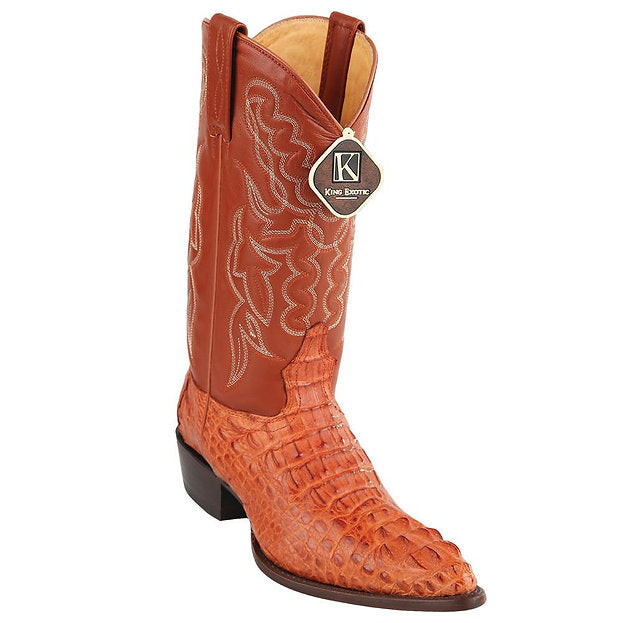 LOS ALTOS Men's Cognac Caiman Hornback Exotic Boots - J Toe