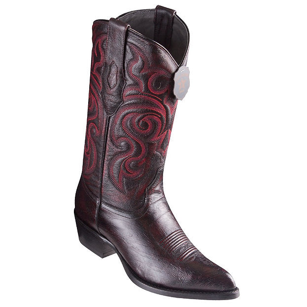 LOS ALTOS Men's Black Cherry Smooth Ostrich Exotic Boots - J Toe