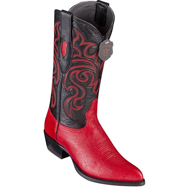 LOS ALTOS Men's Red Smooth Ostrich Exotic Boots - J Toe