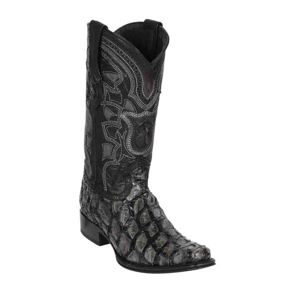 LOS ALTOS Men's Gray Pirarucu Exotic Boots - European Toe