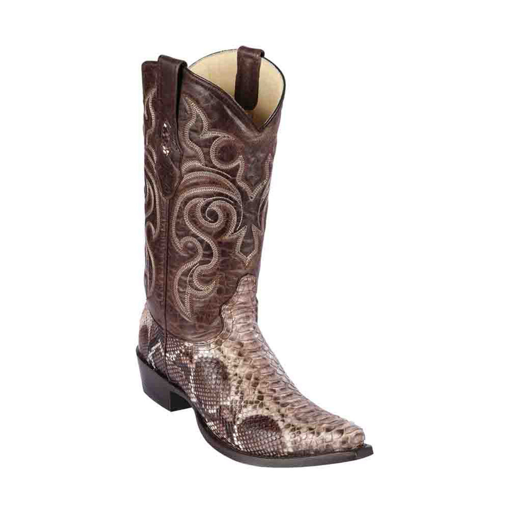 LOS ALTOS Men's Rustic Brown Python Exotic Boots - Snip Toe