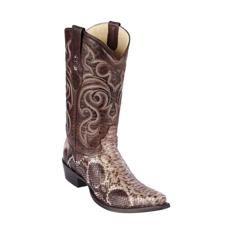 LOS ALTOS Men's Rustic Cognac Python Exotic Boots - Snip Toe