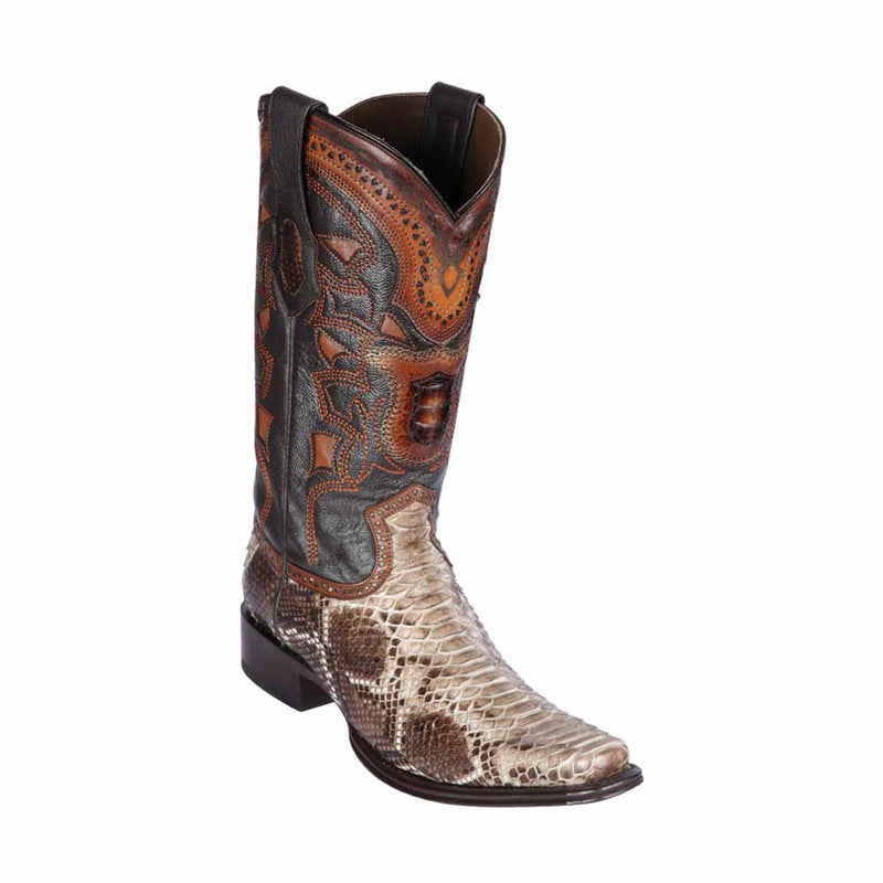 LOS ALTOS Men's Rustic Brown Python Exotic Boots - European Toe