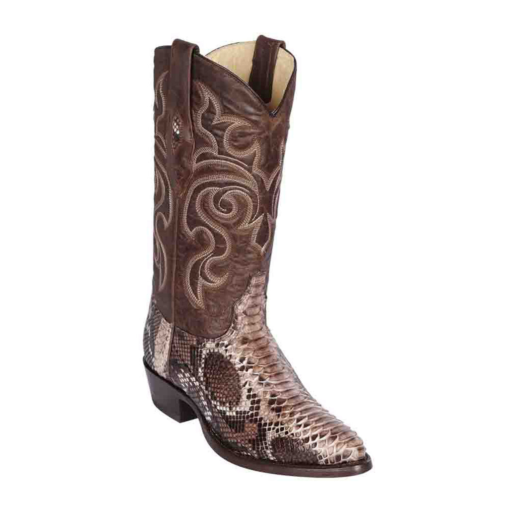 LOS ALTOS Men's Rustic Brown Python Exotic Boots - Round Toe