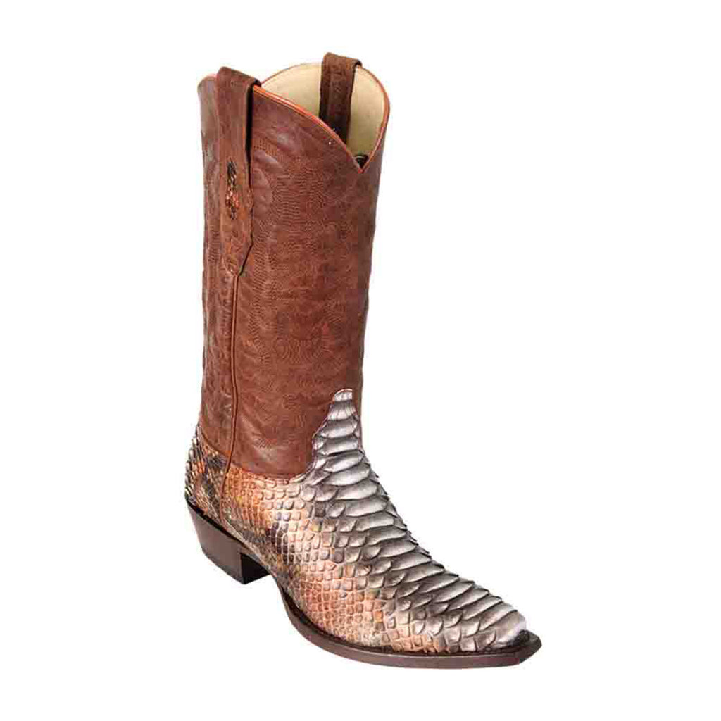 LOS ALTOS Men's Rustic Cognac Python Exotic Boots - Snip Toe