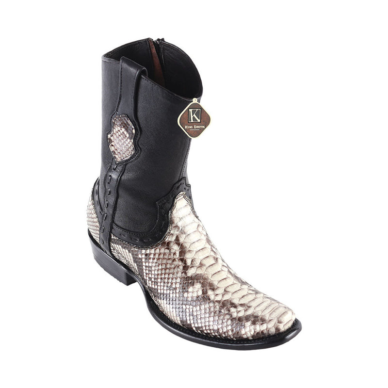 KING EXOTIC Men's Natural Python Exotic Short Boots - Dubai Toe
