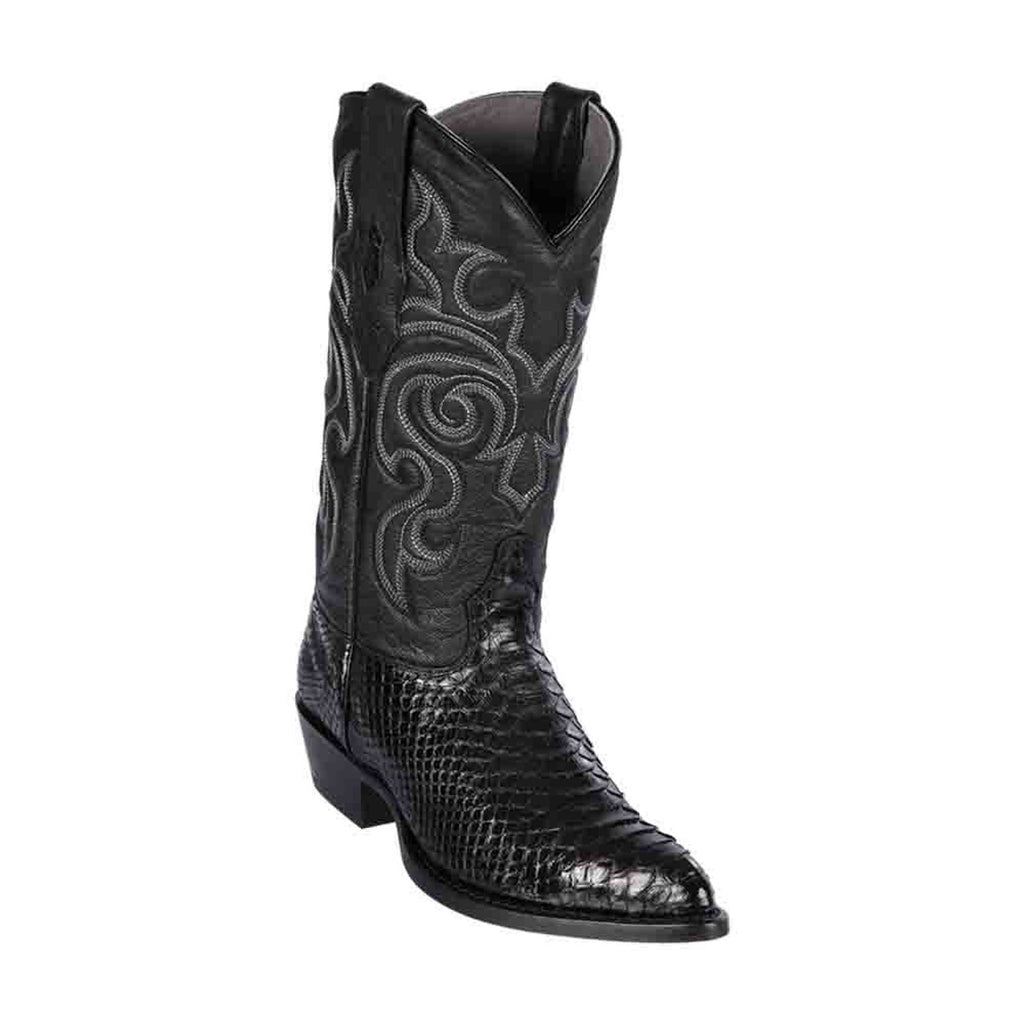 LOS ALTOS Men's Black Python Exotic Boots - J Toe