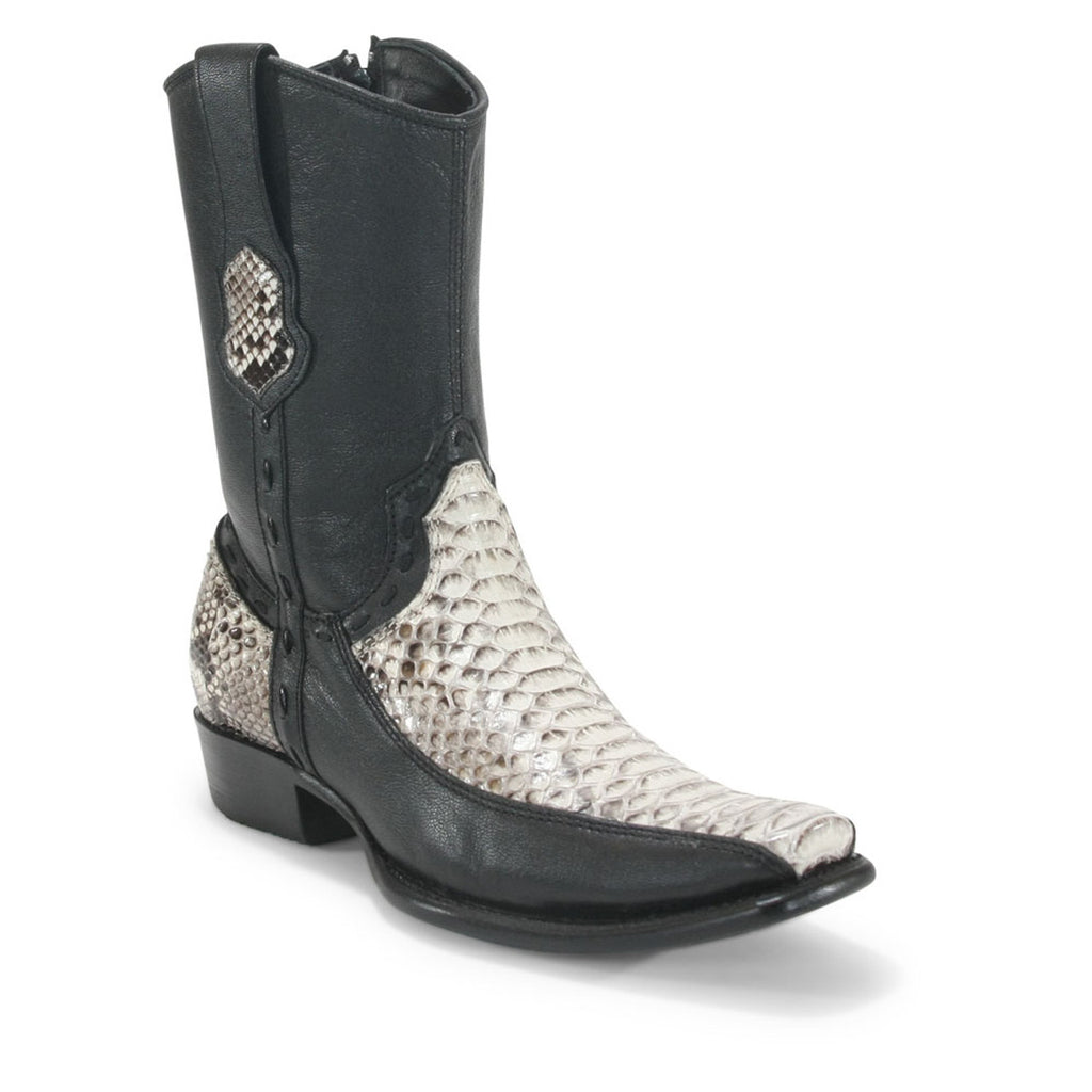 WILD WEST Men's Natural Deer & Python Exotic Short Boots - Dubai Toe