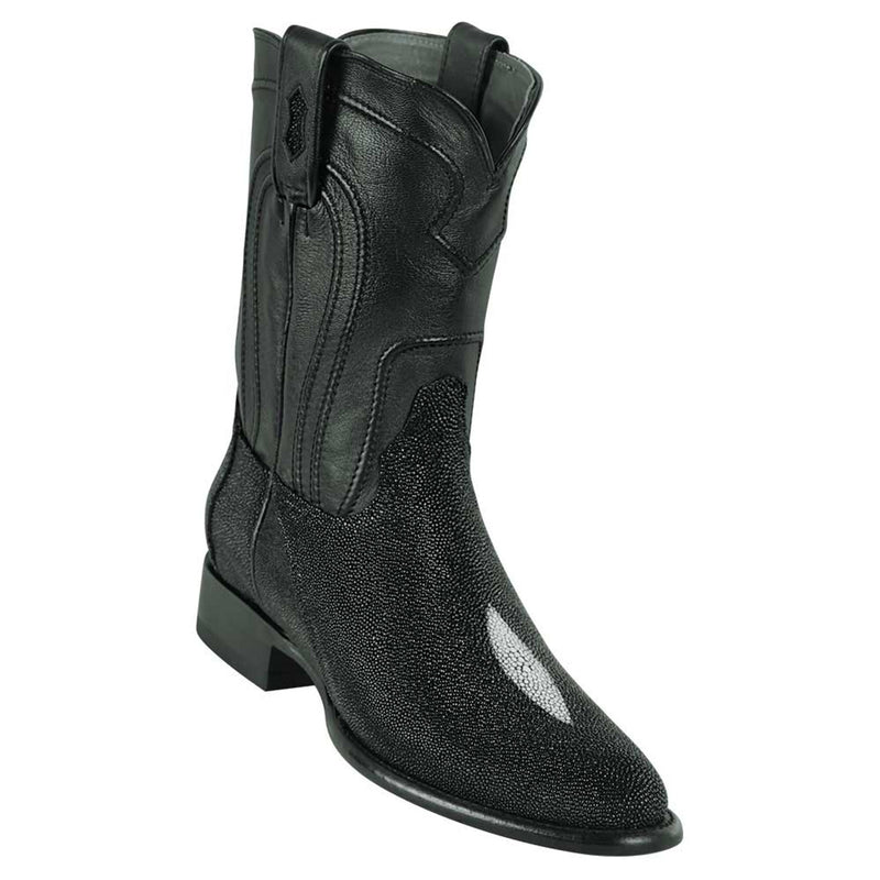 LOS ALTOS Men's Black Single Stone Stingray Exotic Roper Boots