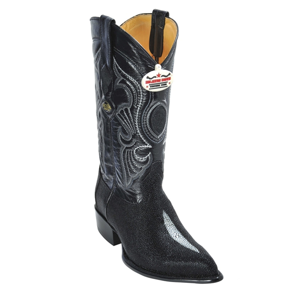 LOS ALTOS Men's Black Single Stone Stingray Exotic Boots - J Toe