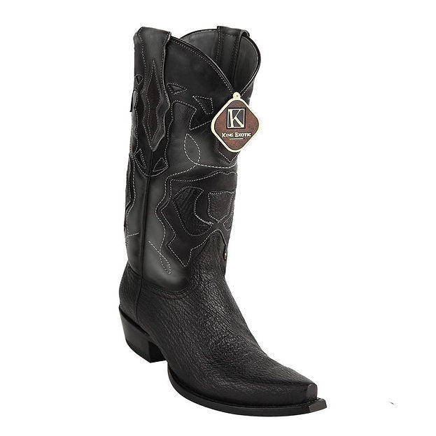 KING EXOTIC Men's Black Shark Exotic Boots - Snip Toe