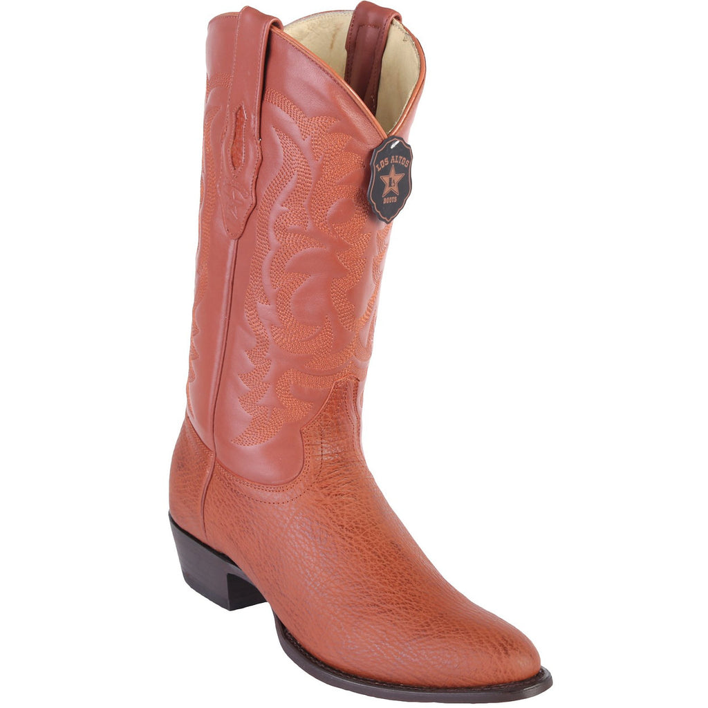 LOS ALTOS Men's Cognac Shark Exotic Boots - Round Toe