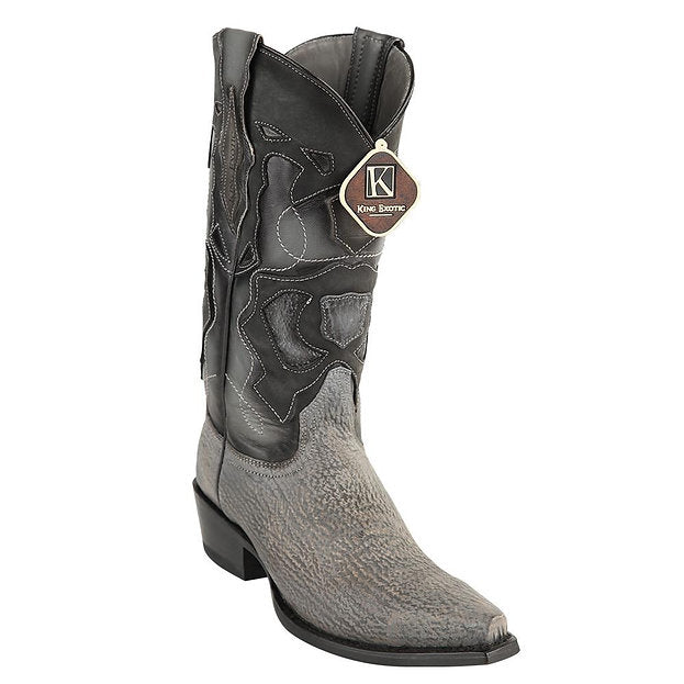 KING EXOTIC Men's Gray Shark Exotic Boots - Snip Toe