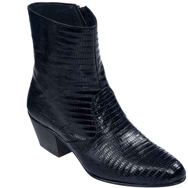 LOS ALTOS Men's Black Lizard Ankle Zipper Boots