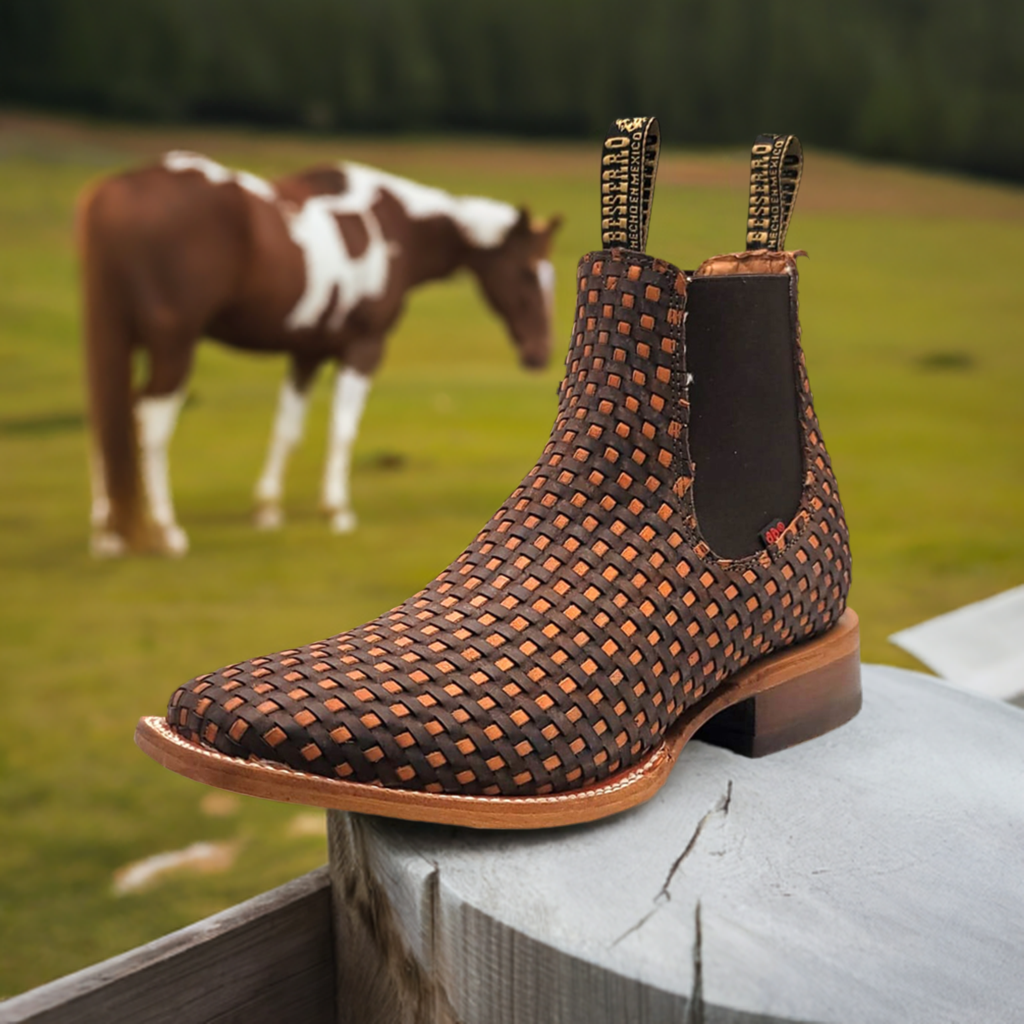 BESSERRO MEN'S BROWN PETATILLO ANKLE BOOTS - SQUARE TOE