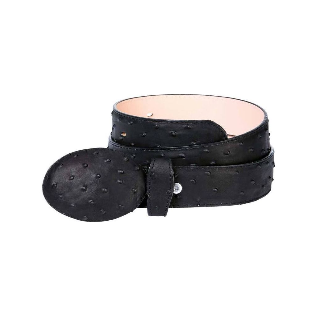 Men's Black Ostrich Print Western Belt