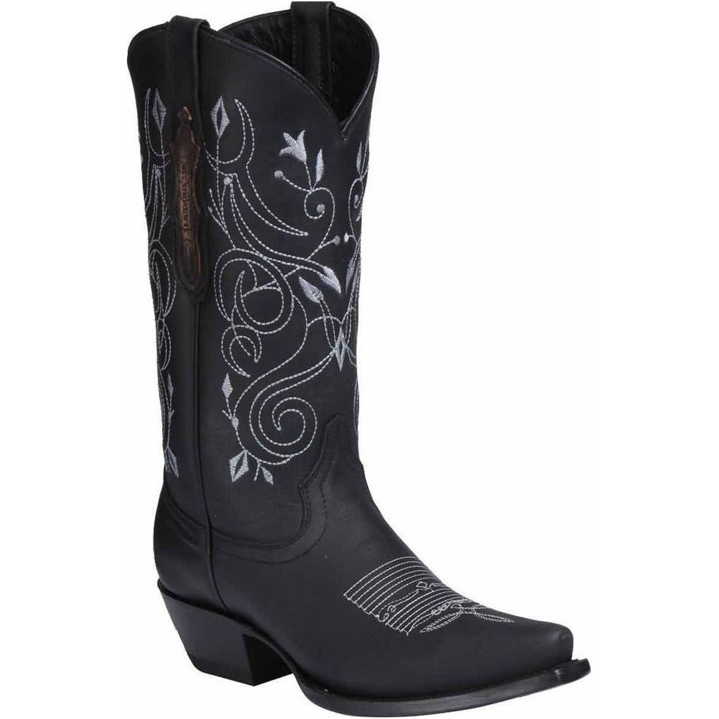 EL GENERAL Women's Black Western Boots - Snip Toe