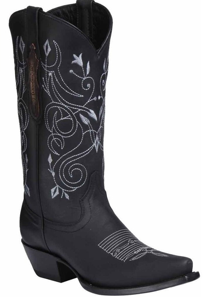 EL GENERAL Women's Black Western Boots - Snip Toe
