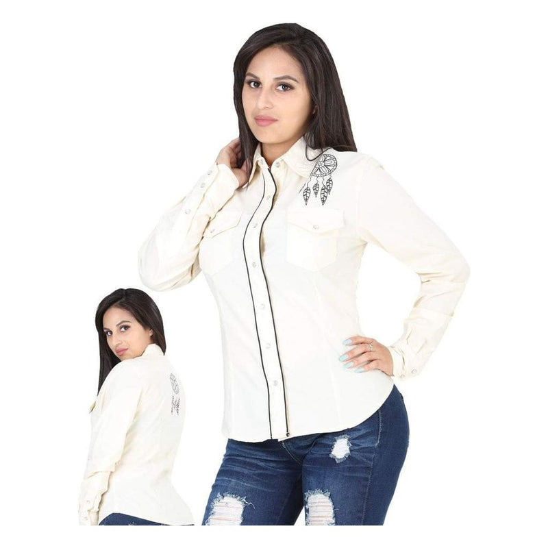 EL GENERAL Women's White Long Sleeve Western Shirt