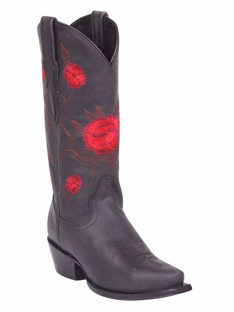 EL GENERAL Women's Black Western Boots - Snip Toe