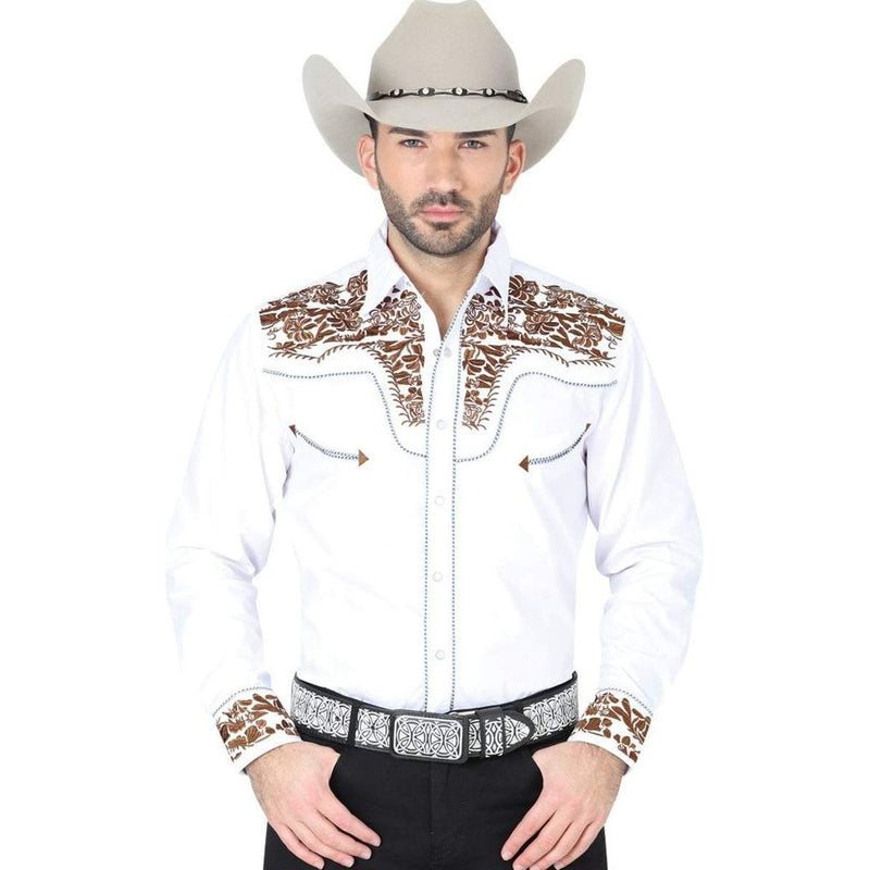 CENTENARIO Men's White Long Sleeve Western Shirt