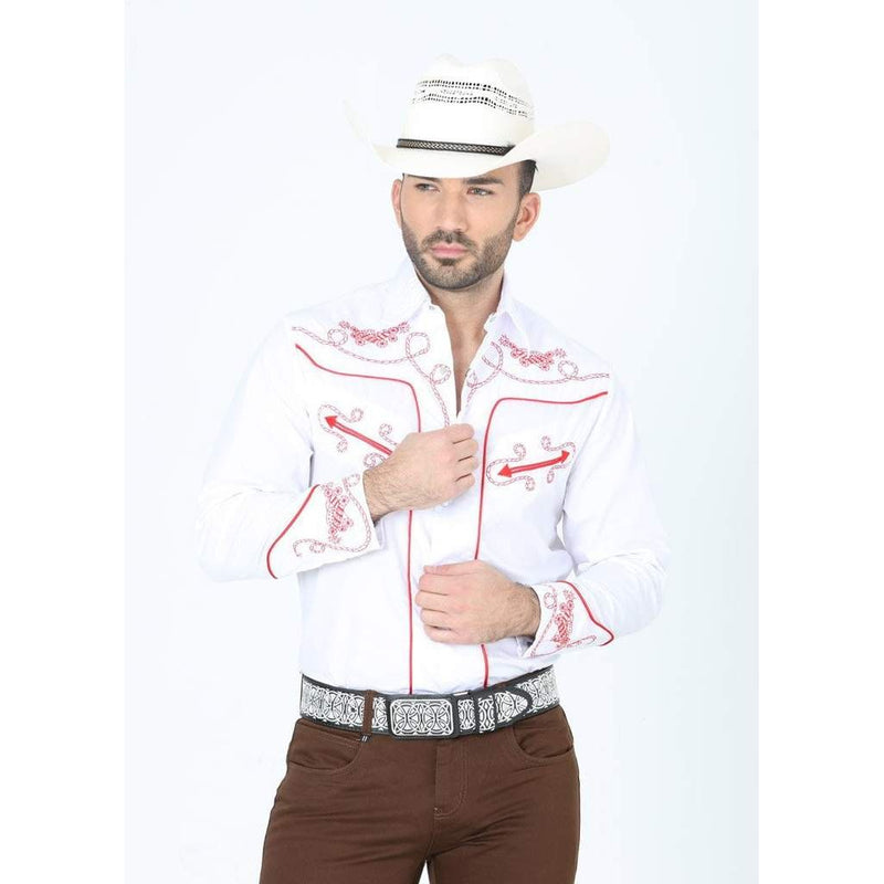 CENTENARIO Men's White Long Sleeve Western Shirt