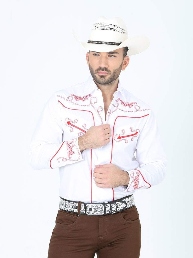 CENTENARIO Men's White Long Sleeve Western Shirt