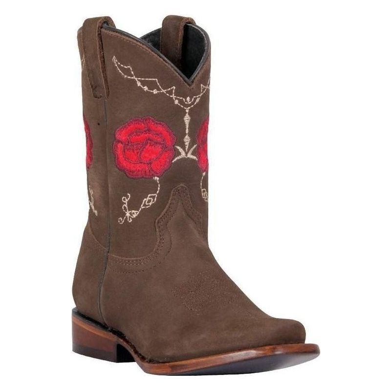 EL GENERAL Girl's Camel Suede Western Boots