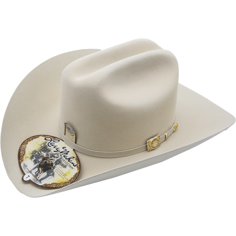 LARRY MAHAN Men's White 100X Independencia Fur Felt Cowboy Hat