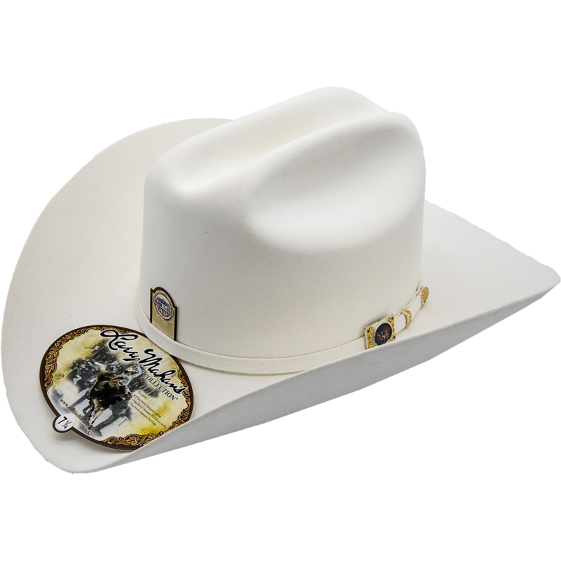 LARRY MAHAN Men's White 100X Independencia Fur Felt Cowboy Hat