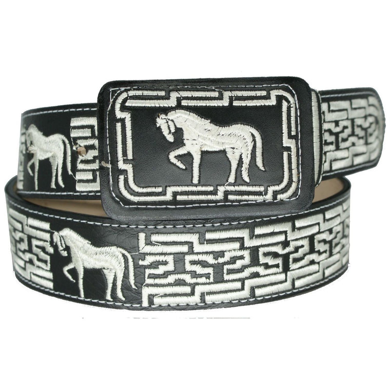 Kid's Black Crocodile Print Belt