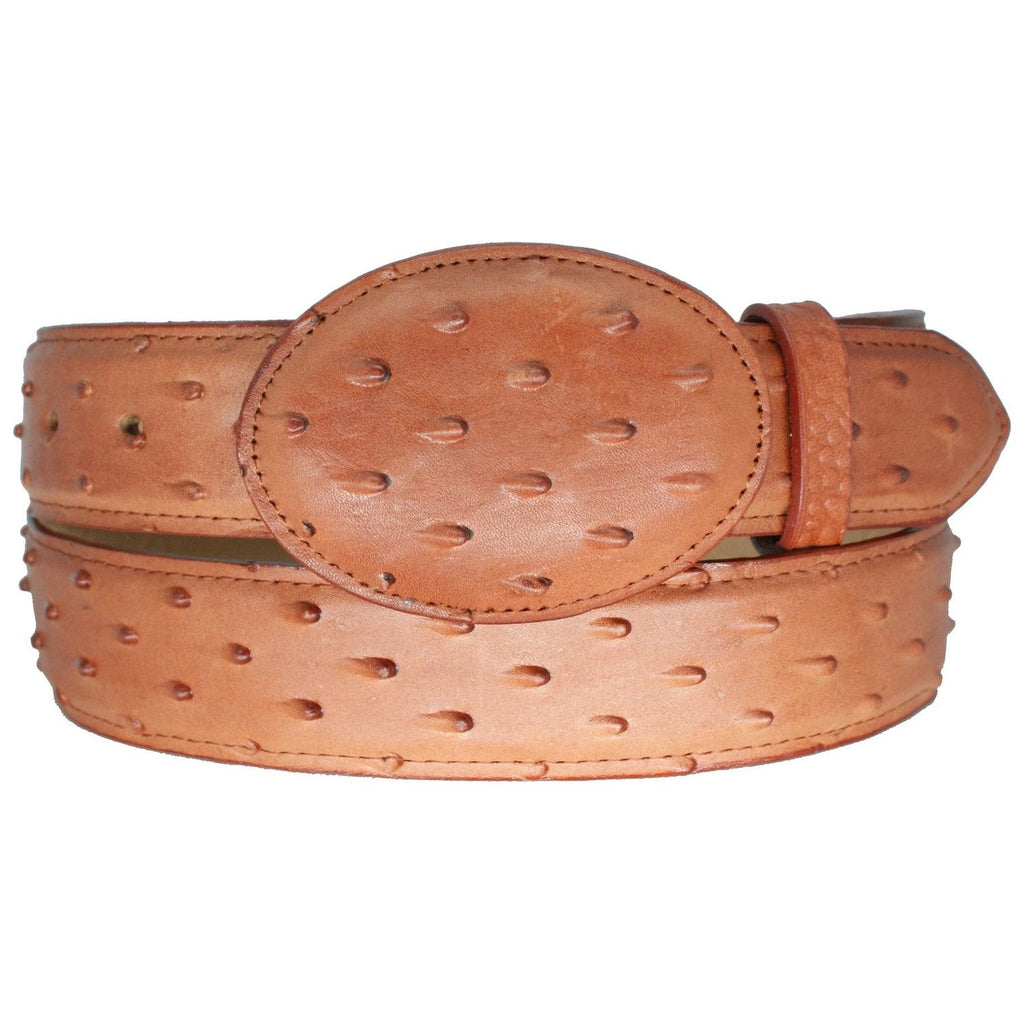 Kid's Cognac Ostrich Print Belt