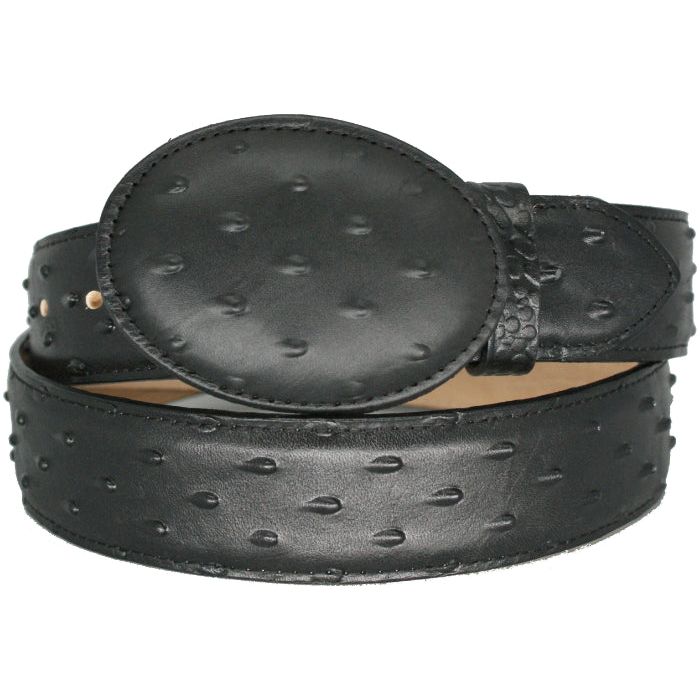 Kid's Black Ostrich Print Belt