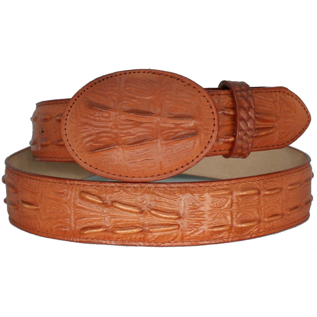 Kid's Cognac Crocodile Print Belt