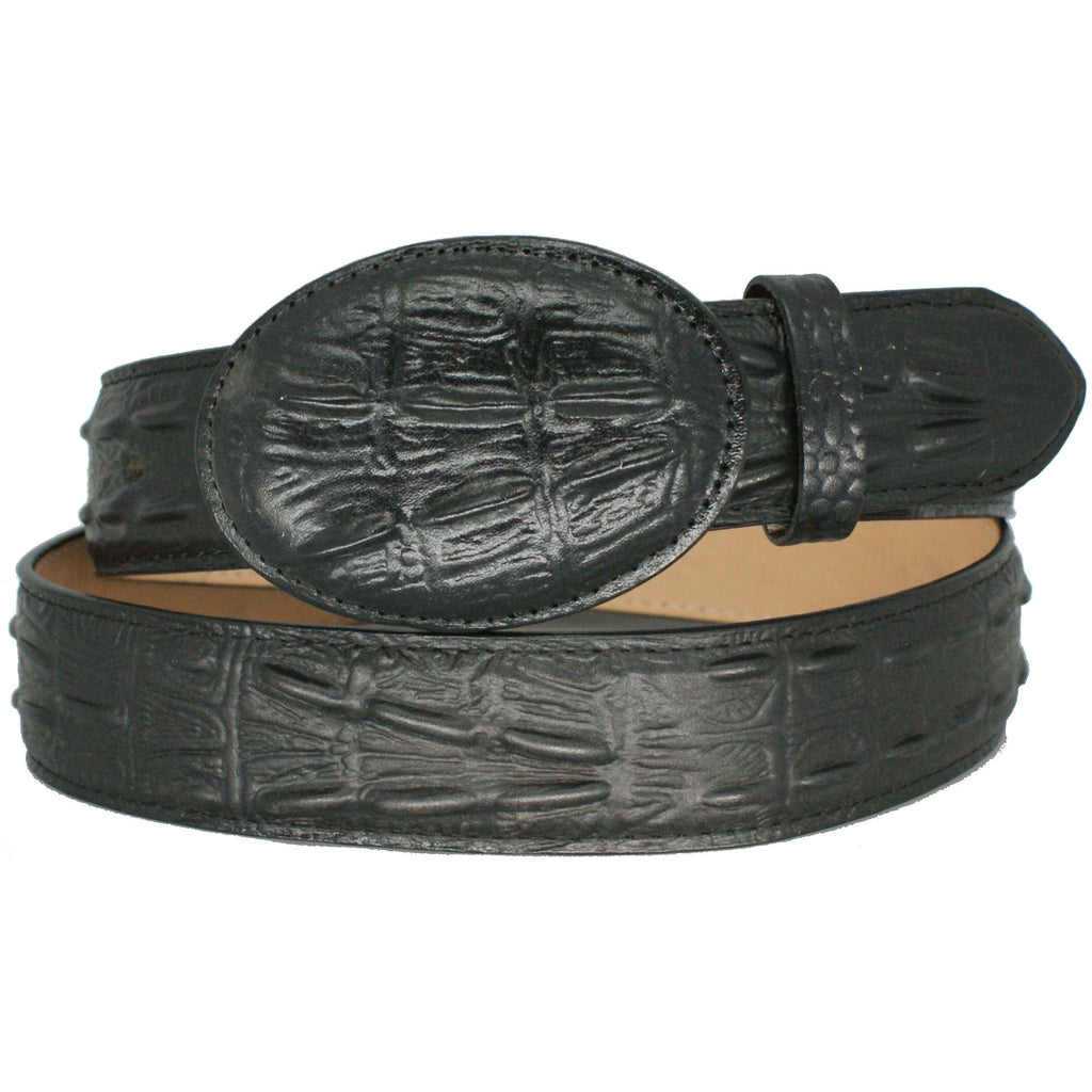 Kid's Black Crocodile Print Belt