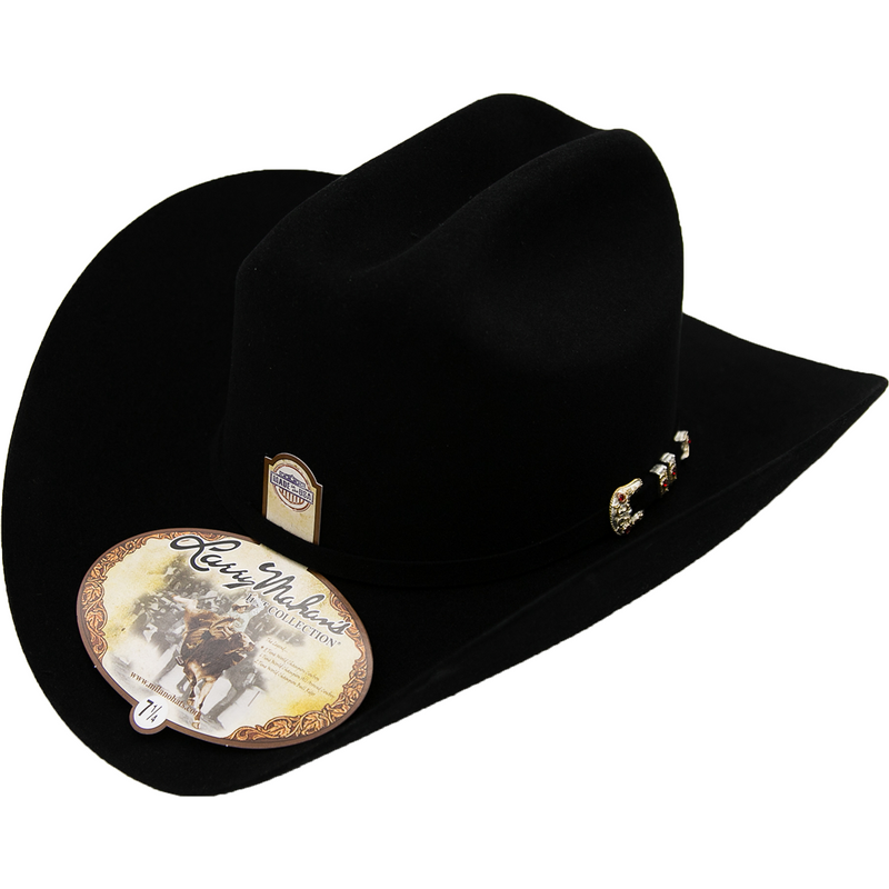 LARRY MAHAN Men's Black 6X Real Fur Felt Cowboy Hat