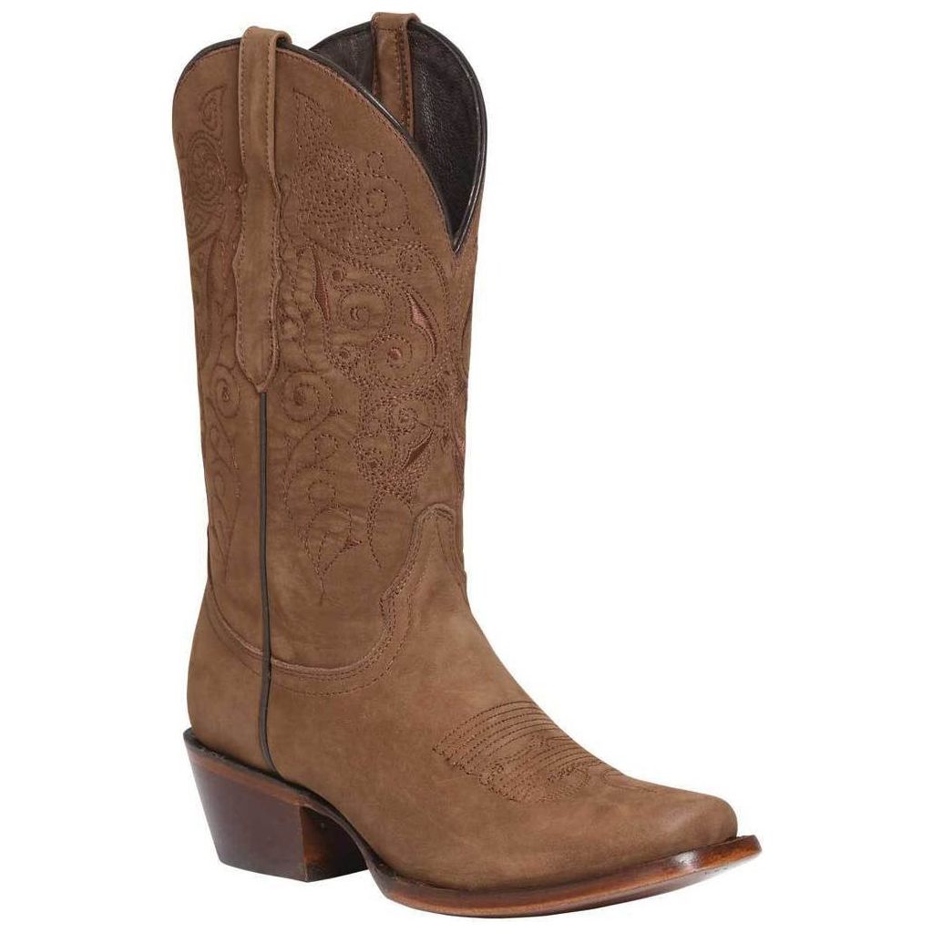 EL GENERAL Women's Camel Suede Western Boots - Square Toe