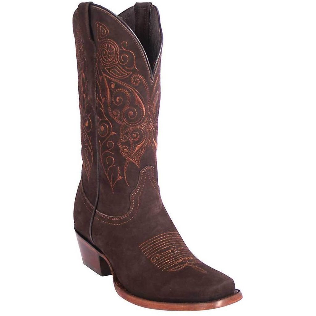 EL GENERAL Women's Brown Suede Western Boots - Square Toe