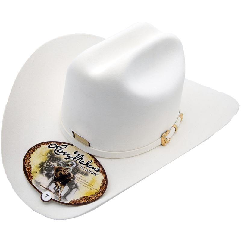 LARRY MAHAN Men's White 30X Opulento Fur Felt Cowboy Hat