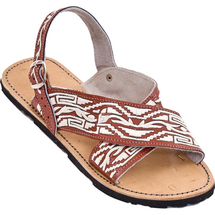 Men's Embroidered Tan Huaraches